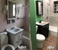 a before and after of a bathroom remodeling